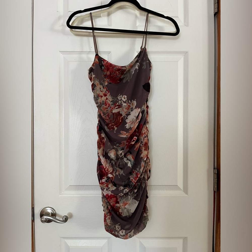 Windsor Mauve Floral Draped Slip Midi Dress